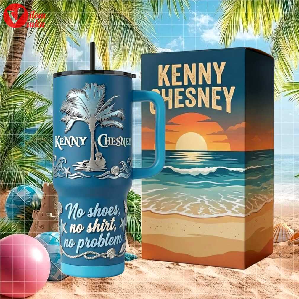 Kenny chesney no shoes no shirt no problem beach retro stainless steel insulated tumbler