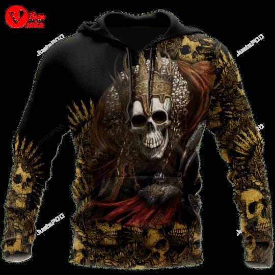 King skull yellow 3d all over printed hoodie, zip- up hoodie