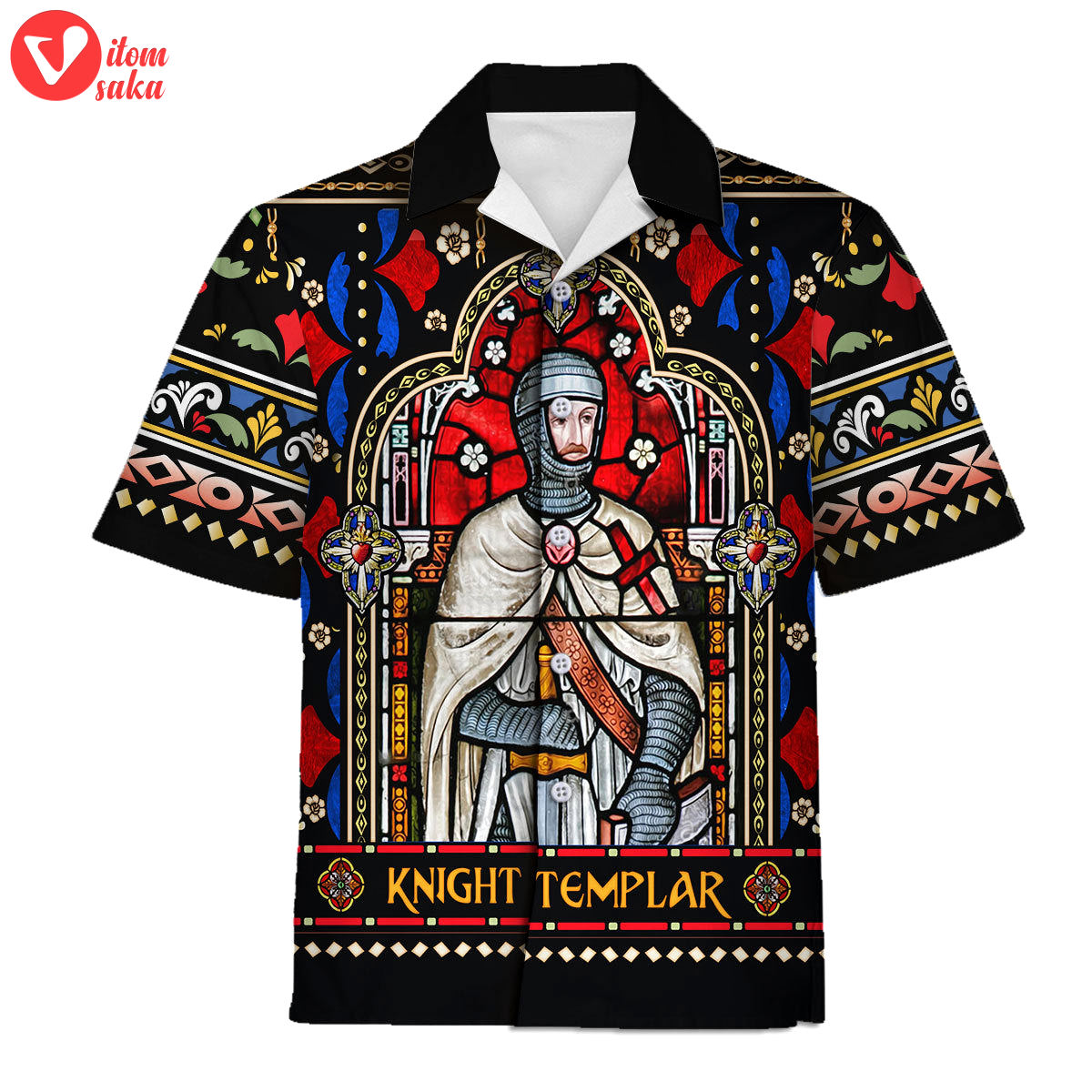 Knight templar stained glass hawaiian shirt polo shirt – stormmerch exclusive