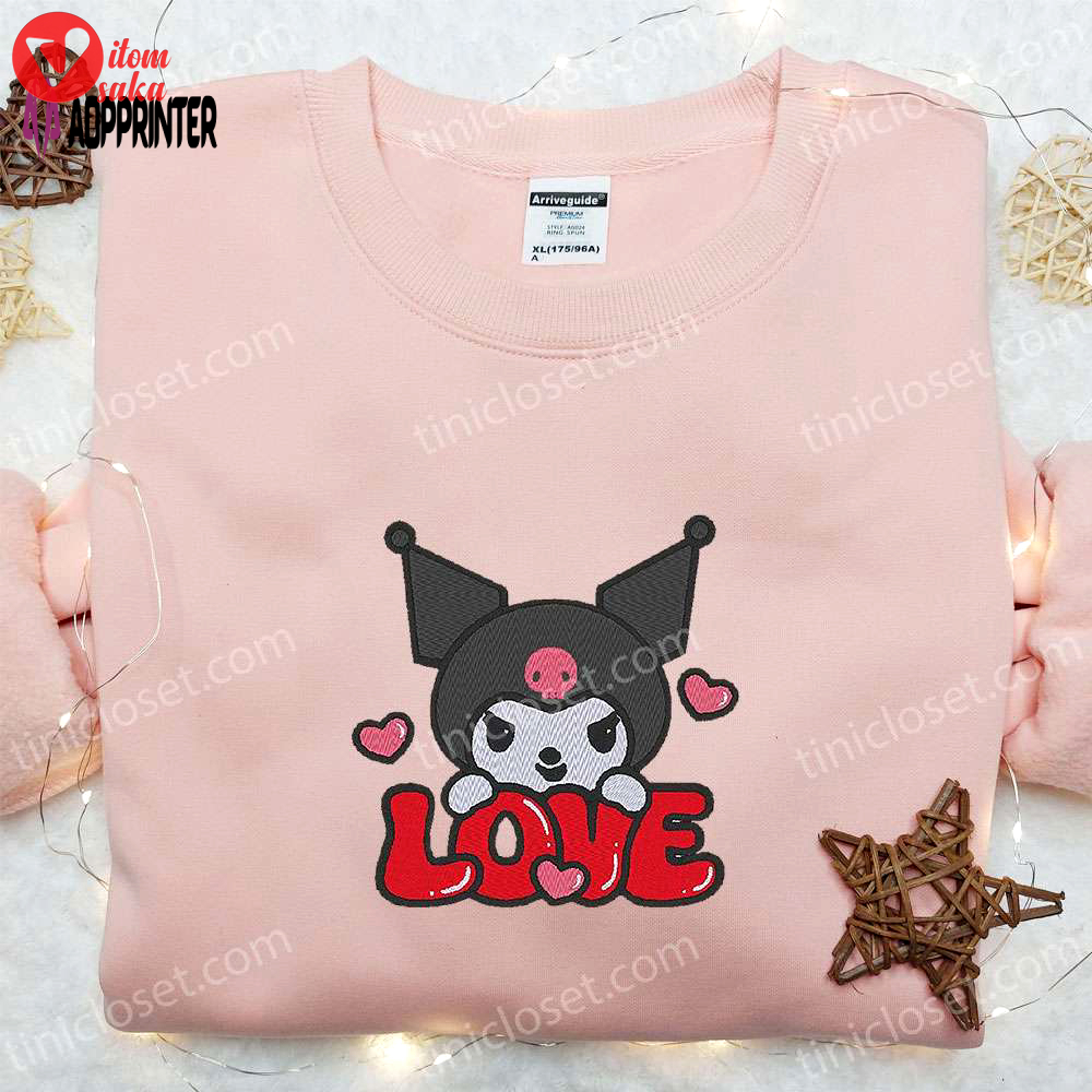 Kuromi love embroidered shirt & valentine hoodie: perfect gift for girlfriend!