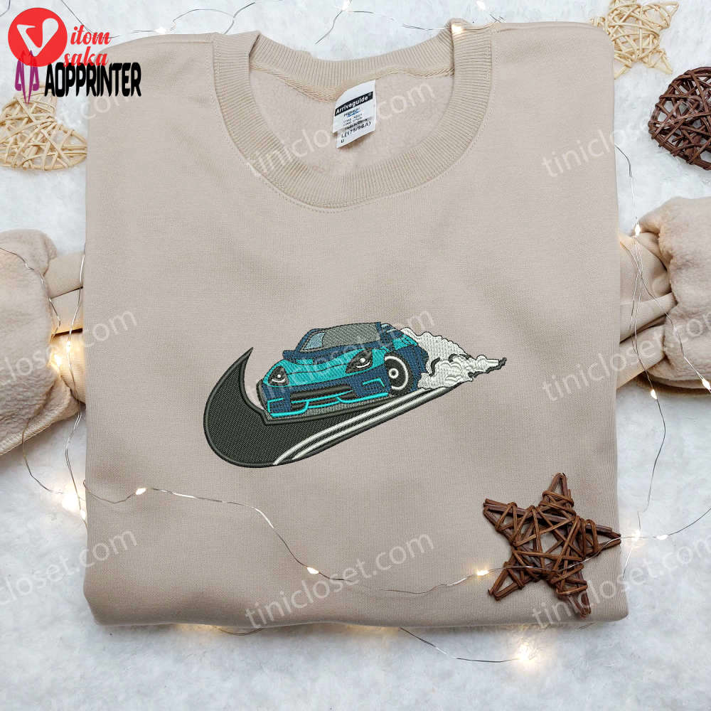 Lamborghini car x nike embroidered shirt: iconic style with transportation inspired design