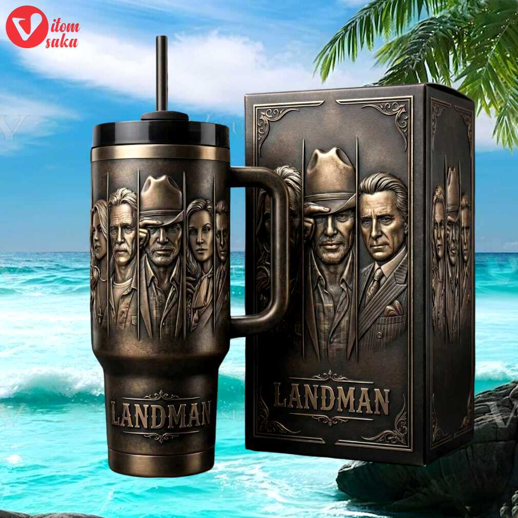 Landman series 3d bronze sculpted tumbler   western tv show characters collector’s tumbler