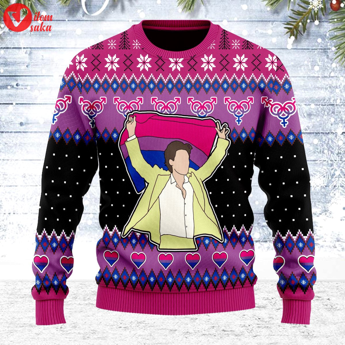 Lgbt bisexual flag harry christmas ugly christmas sweater – stormmerch exclusive