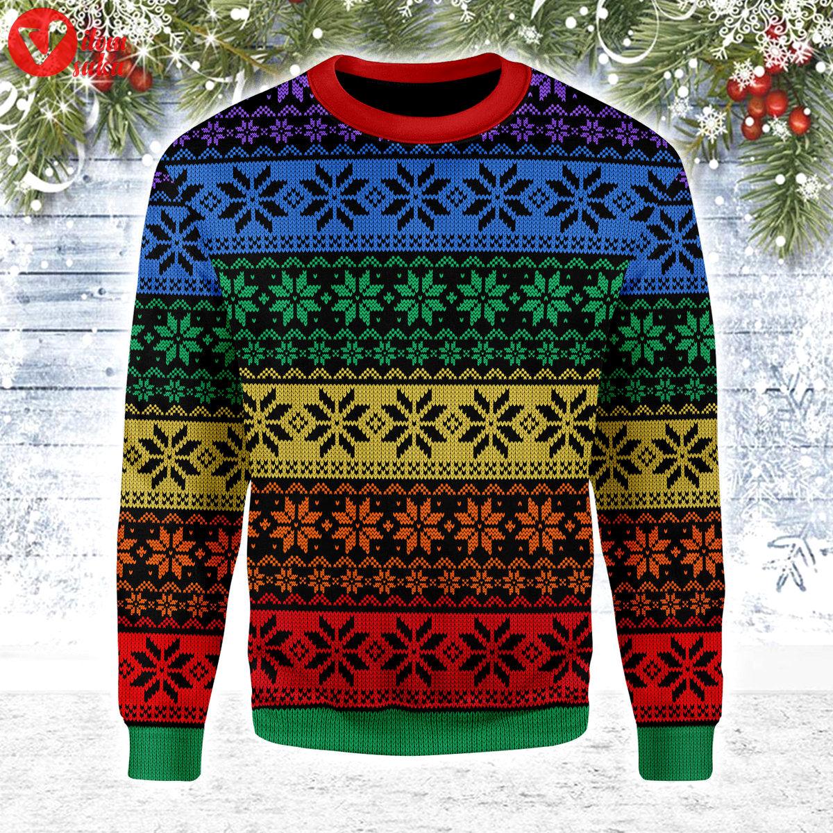 Lgbt pride flag ugly christmas sweater – stormmerch exclusive