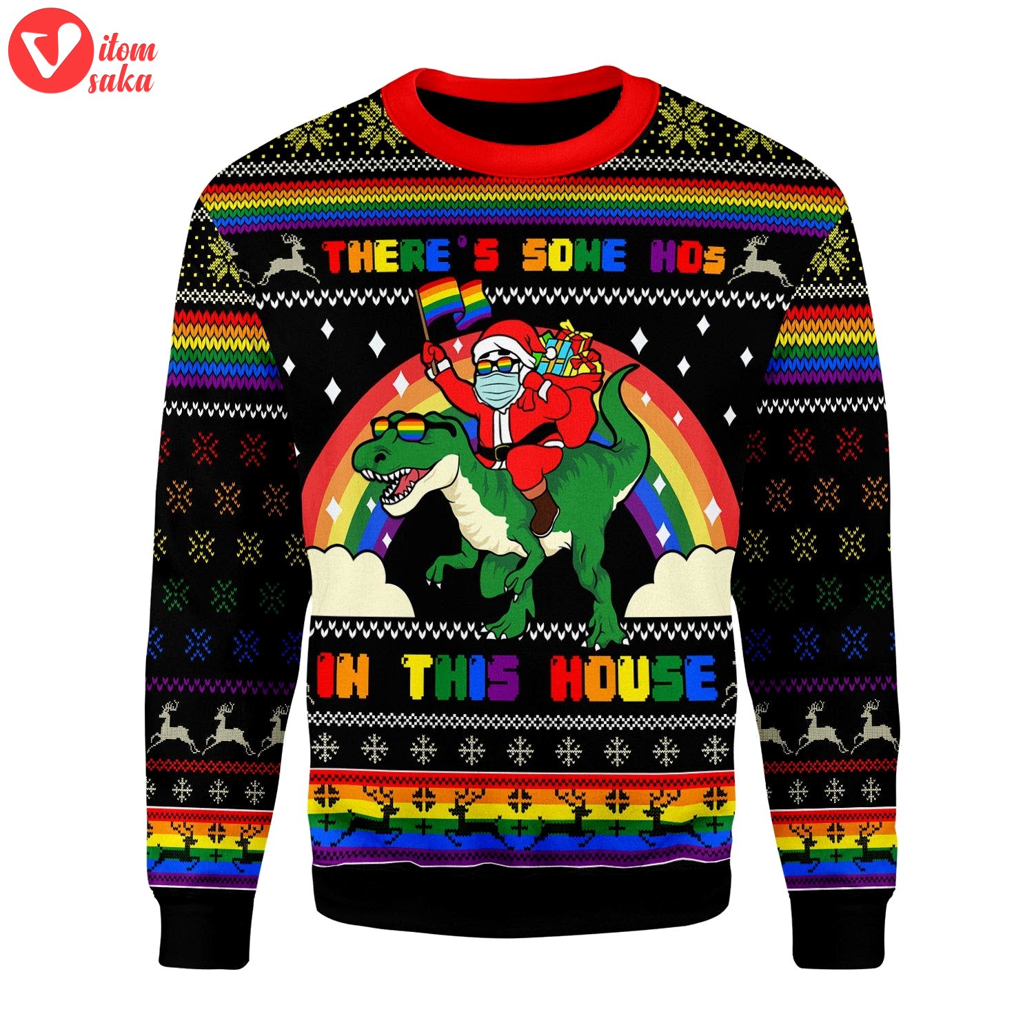 Lgbt there’s some hos in this house christmas sweater – stormmerch exclusive