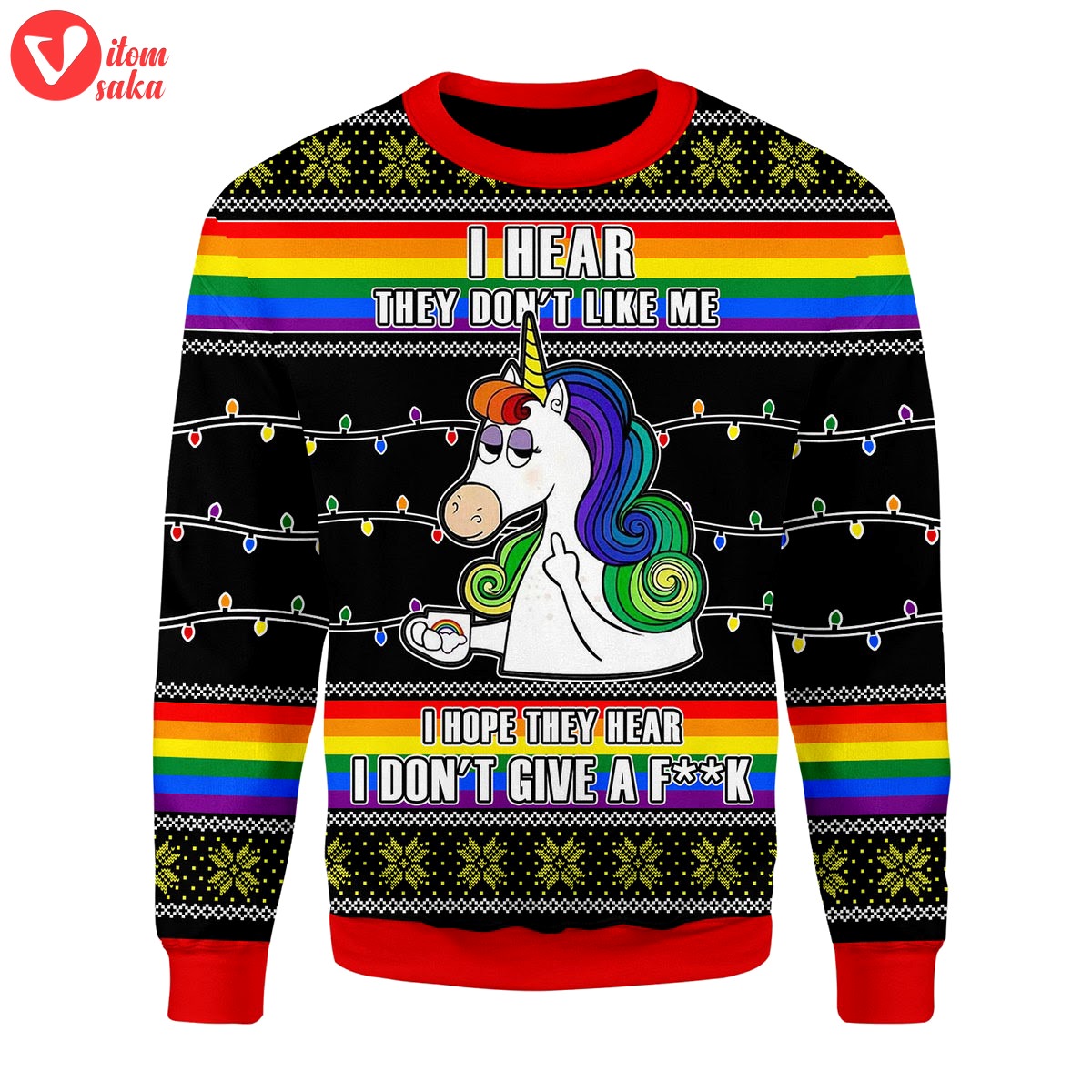 Lgbt unicorn i don’t give a f**k christmas sweater – stormmerch exclusive