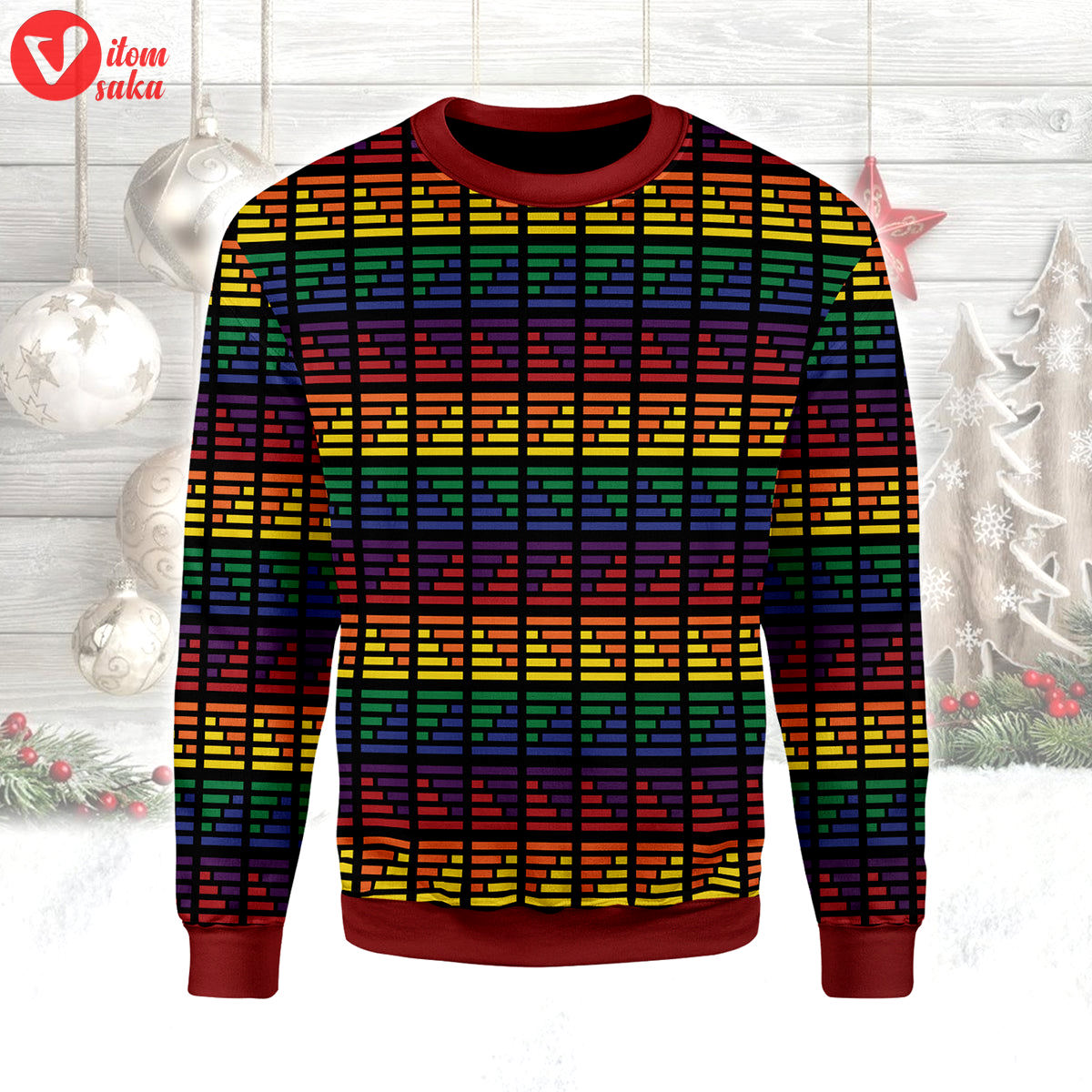 Lgbtq+ flag stripes ugly christmas sweater – stormmerch exclusive