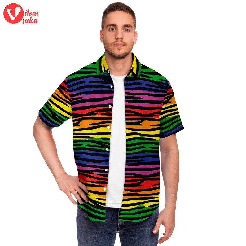 Lgbtq gay striped hawaiian shirt – stormmerch exclusive