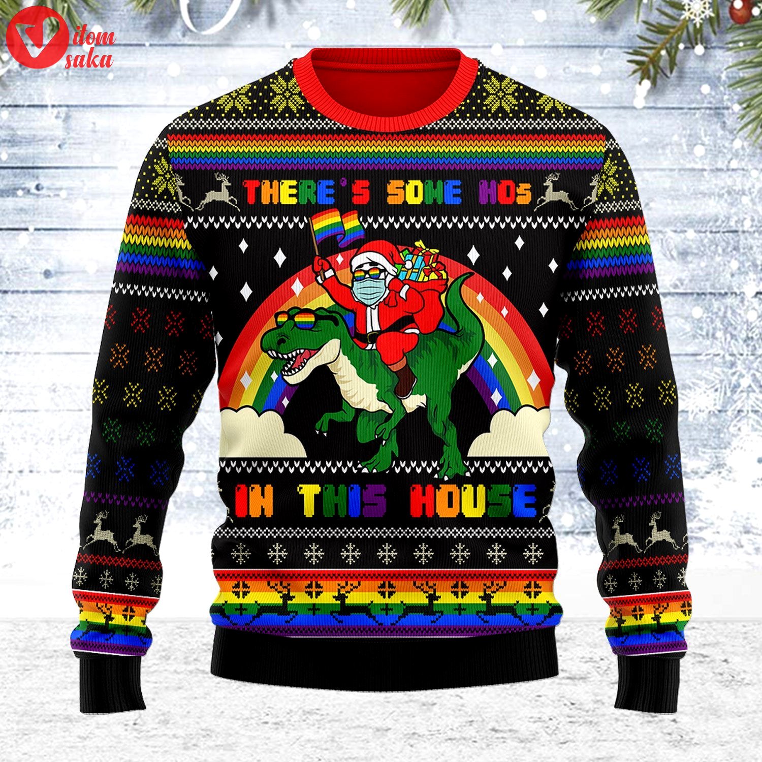 Lgbtq+ there’s some hos in this house ugly christmas sweater – stormmerch exclusive