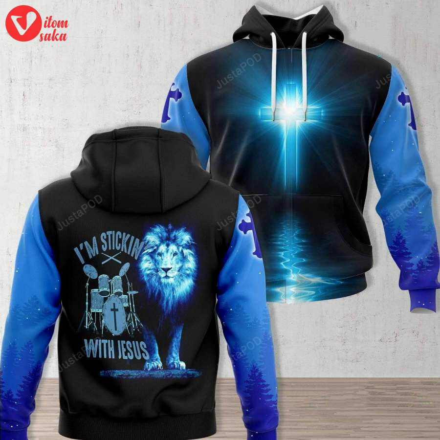 Lion jesus drum i’m stickin with jesus 3d all print hoodie, zip- up hoodie