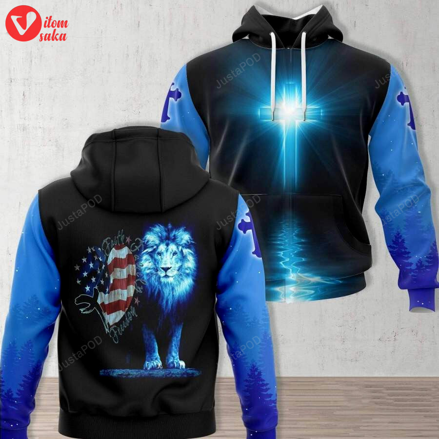 Lion jesus faith family freedom 3d all print hoodie, zip- up hoodie