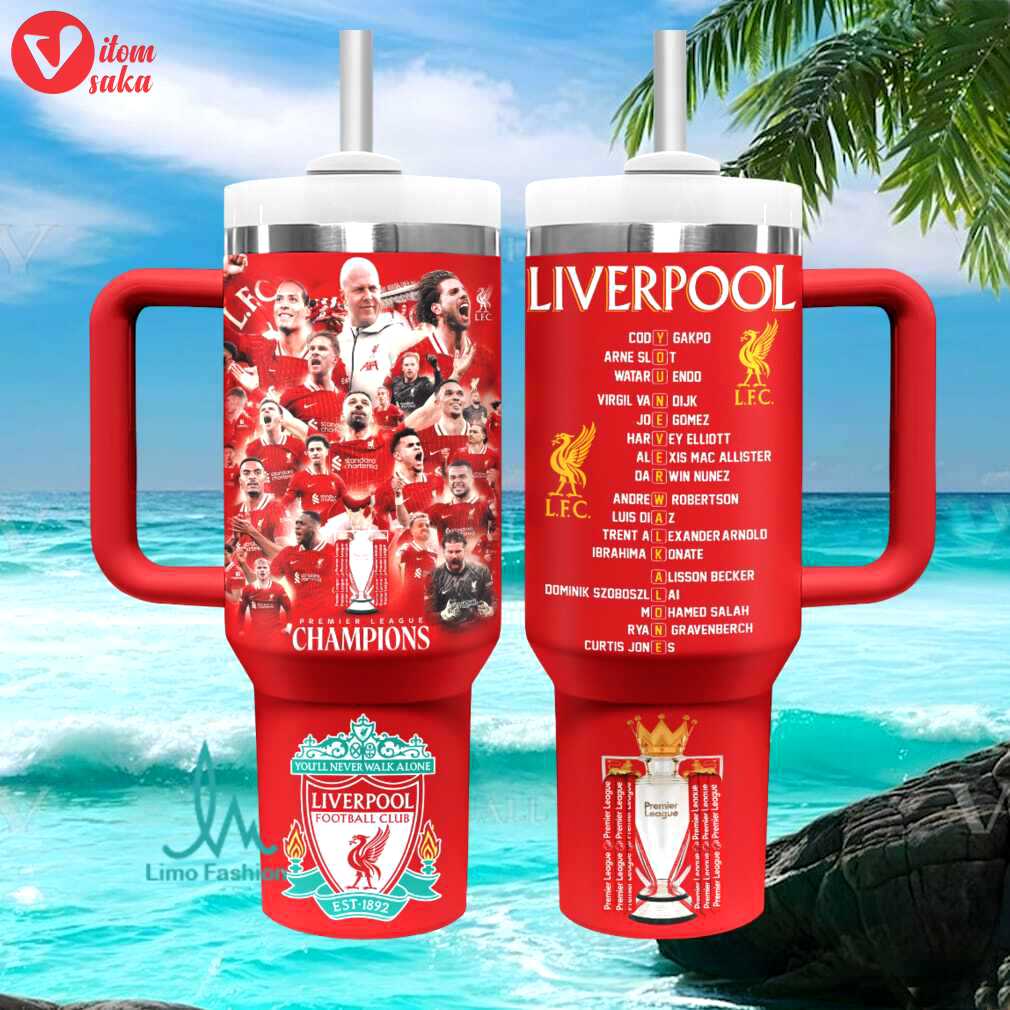 Liverpool fc premier league champions squad signature soccer stainless steel insulated tumbler