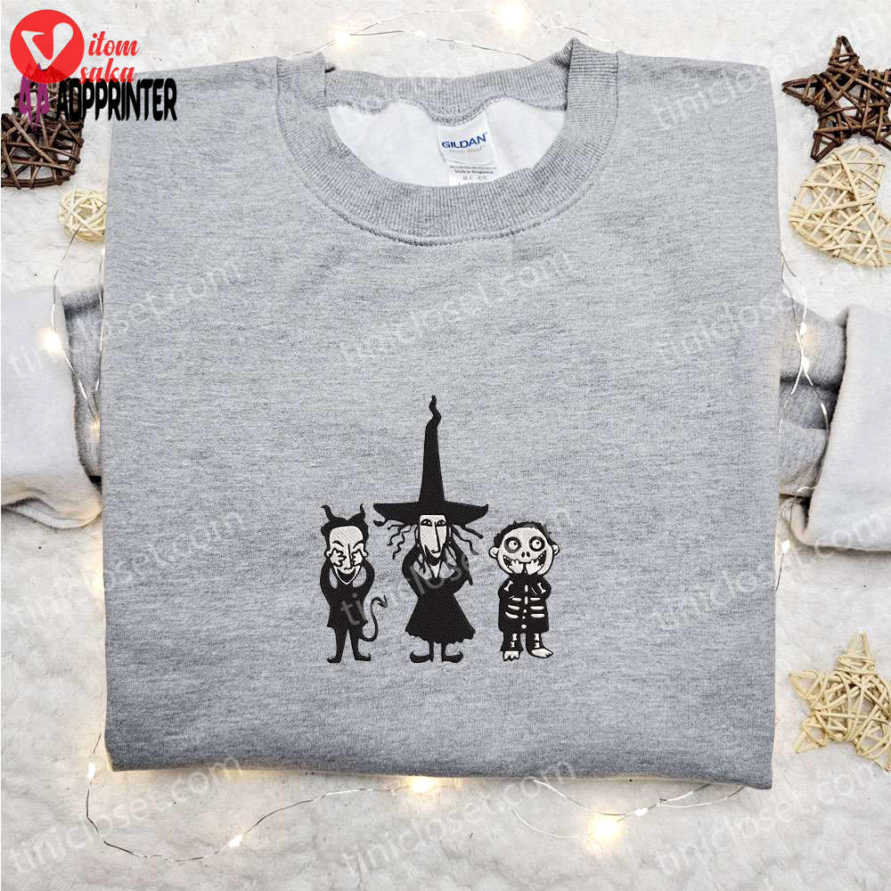 Lock shock and barrel embroidered hoodie & t-shirt: nightmare before christmas movie – best gift ideas