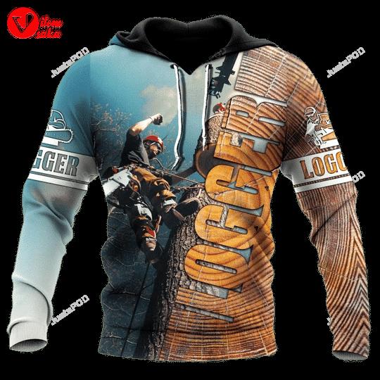 Logger man 3d all over printed hoodie, zip- up hoodie