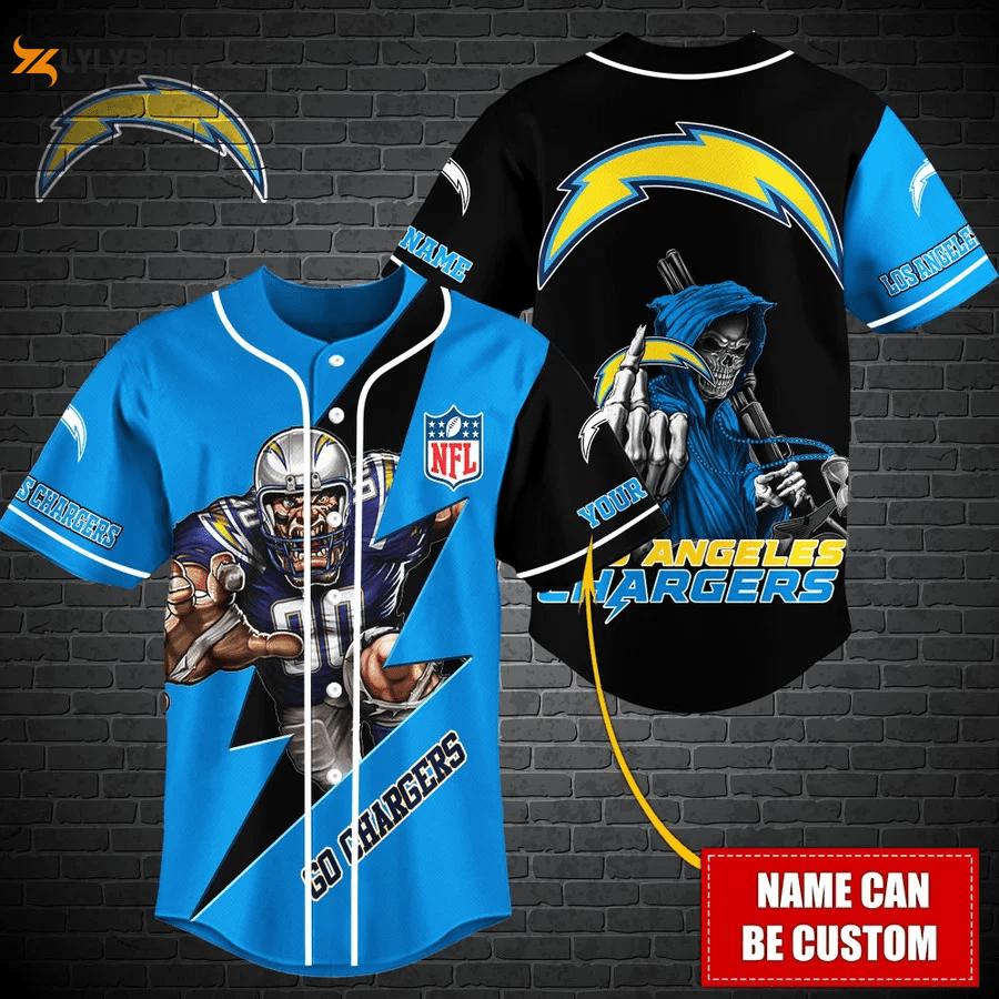 Los angeles chargers personalized baseball jersey fan gifts