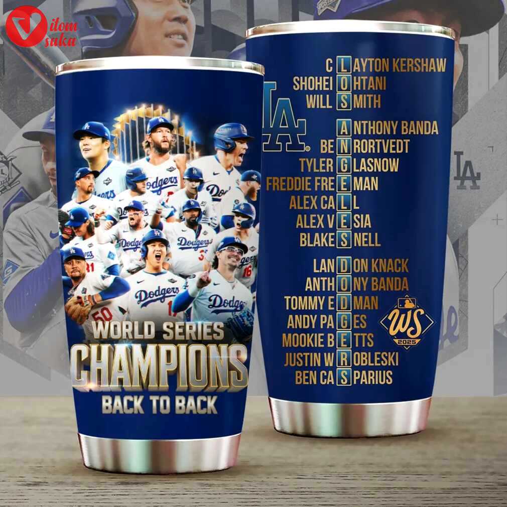 Los angeles dodgers 2025 world series champions back to back stainless steel tumbler