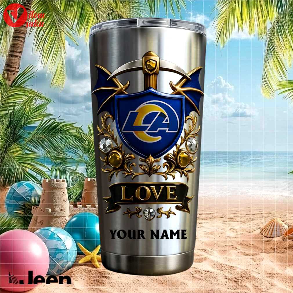 Los angeles rams personalized love custom name 20oz football fans gifts stainless steel insulated tumbler