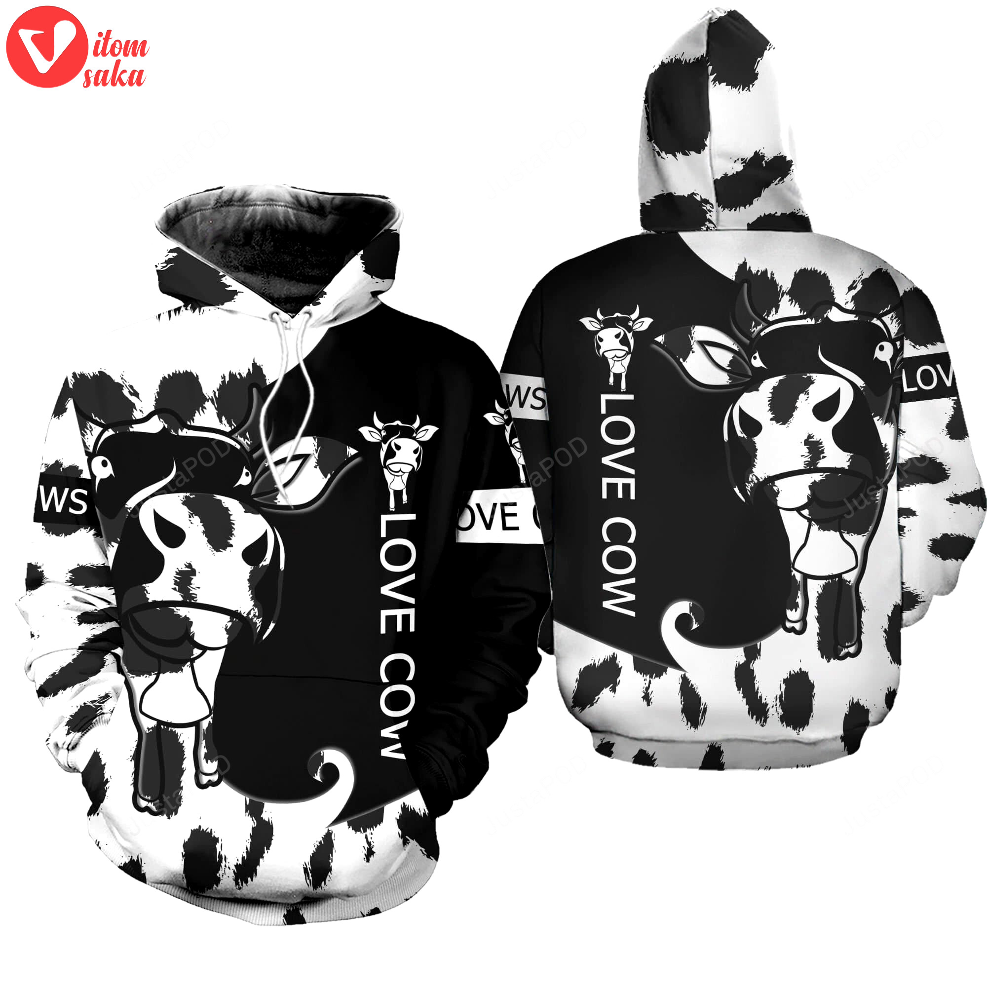 Love cow 3d all print hoodie, zip- up hoodie