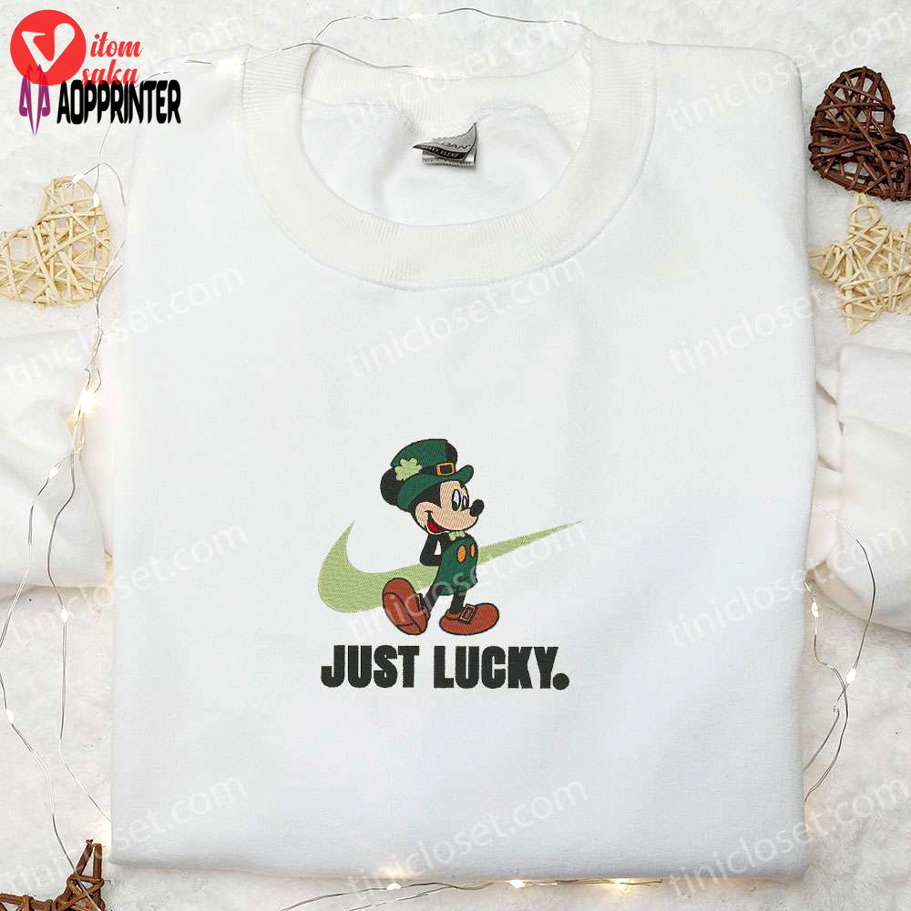 Lucky mickey x nike embroidered shirt & disney characters hoodie – perfect saint patrick s day gift
