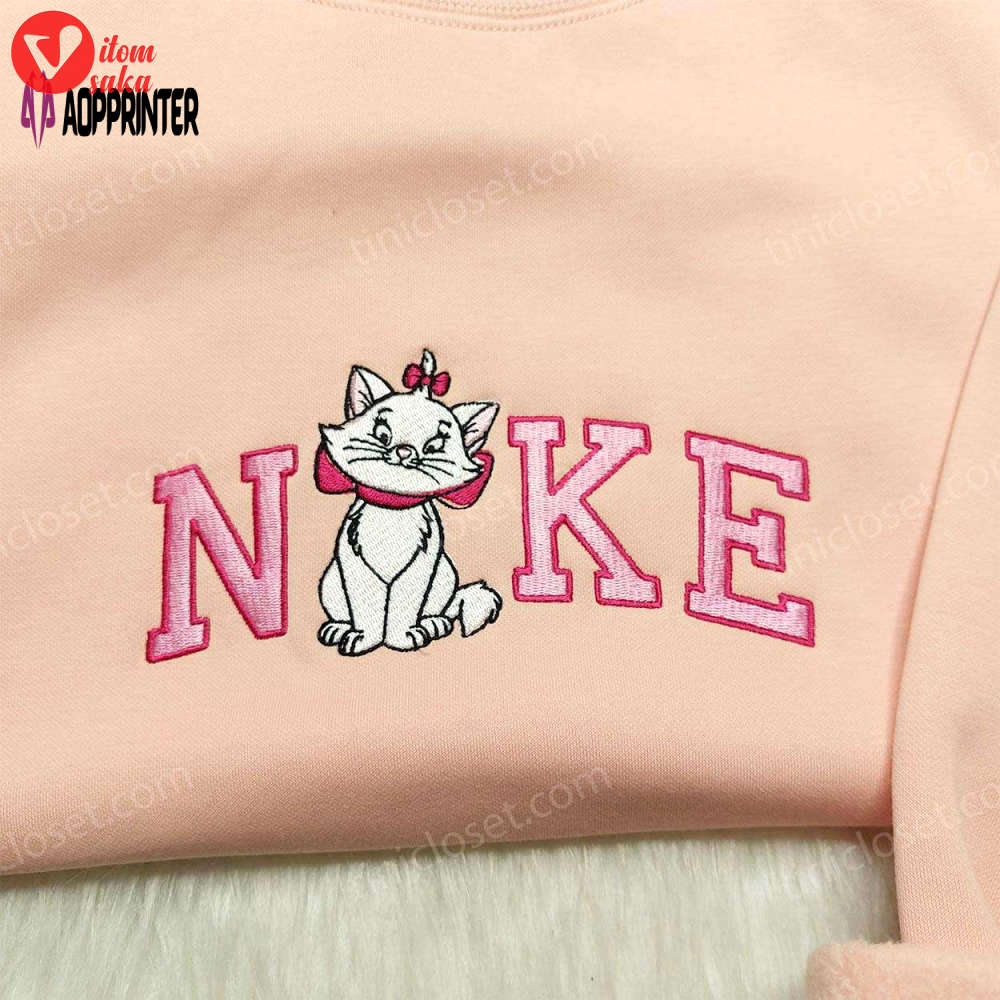 Marie cat nike embroidered sweatshirt & disneyland family shirts: nike inspired hoodie