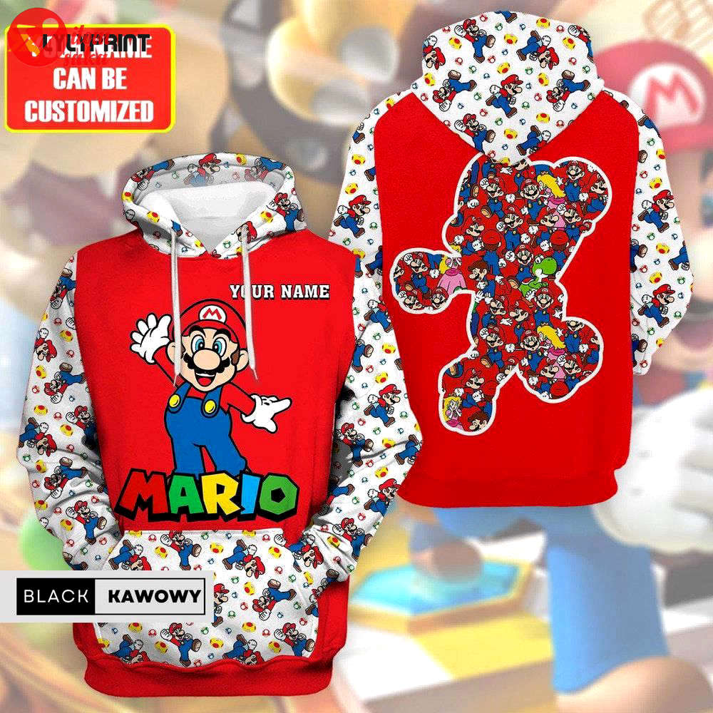Mario hoodie, super mario hoodie, personalized mario hoodie