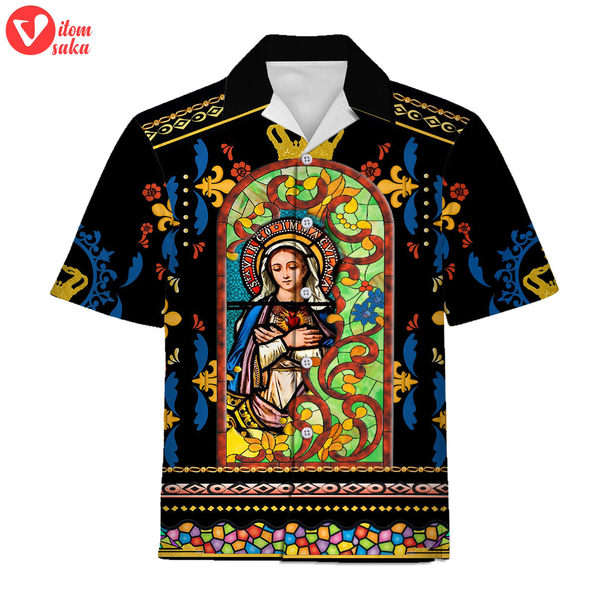 Mary stained glass virgin mary hawaiian shirt – stormmerch exclusive