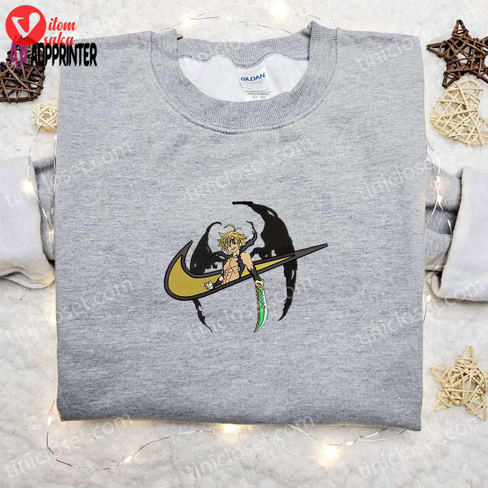 Meliodas x nike swoosh anime hoodie: seven deadly sins embroidered shirt nike inspired – shop now!