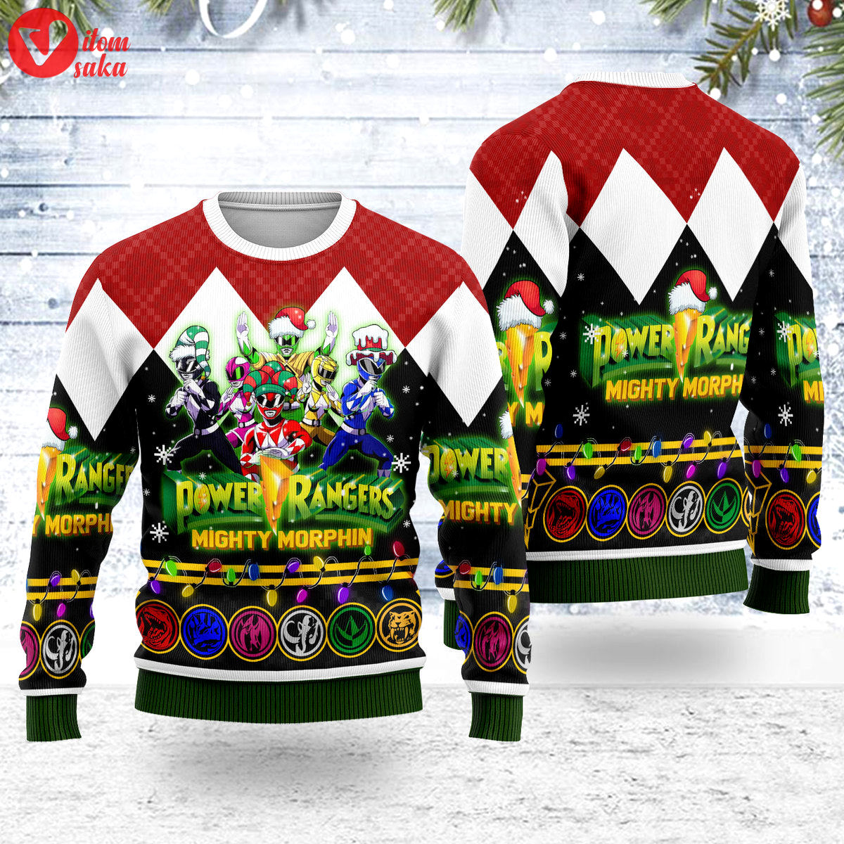 Merry christmas hoho power rangers mm unisex wool sweater – stormmerch exclusive