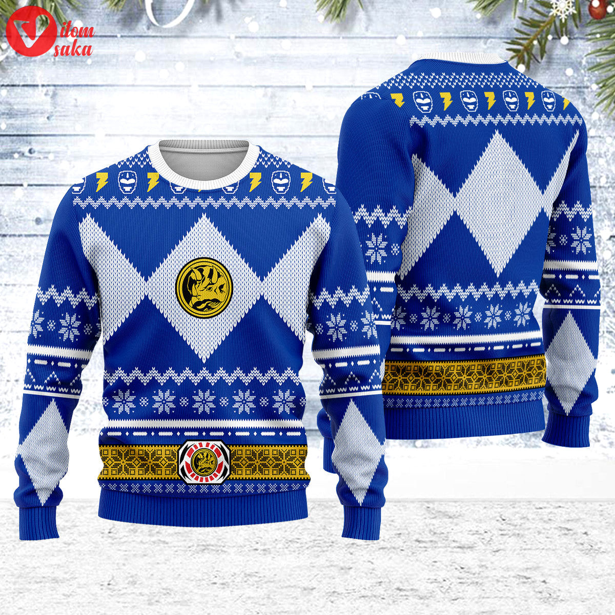 Merry christmas unisex christmas sweater blue power ranger 3d apparel – stormmerch exclusive