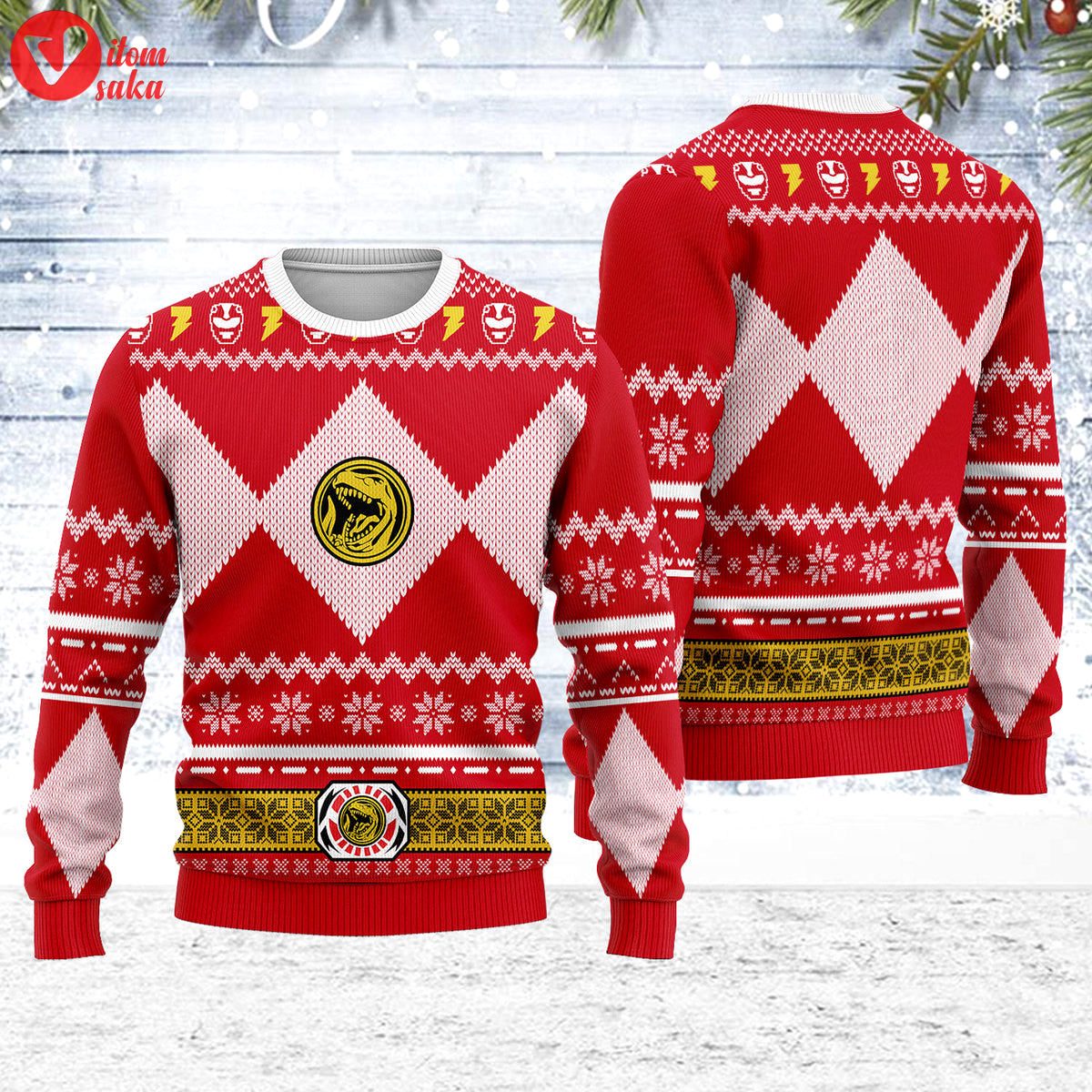 Merry christmas unisex christmas sweater red power ranger 3d apparel – stormmerch exclusive