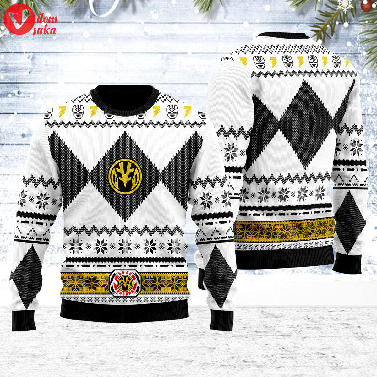 Merry christmas unisex christmas sweater white power ranger 3d apparel – stormmerch exclusive
