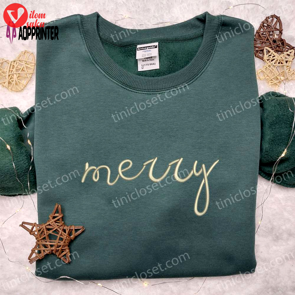Merry embroidered shirt & christmas hoodie: best family christmas gifts