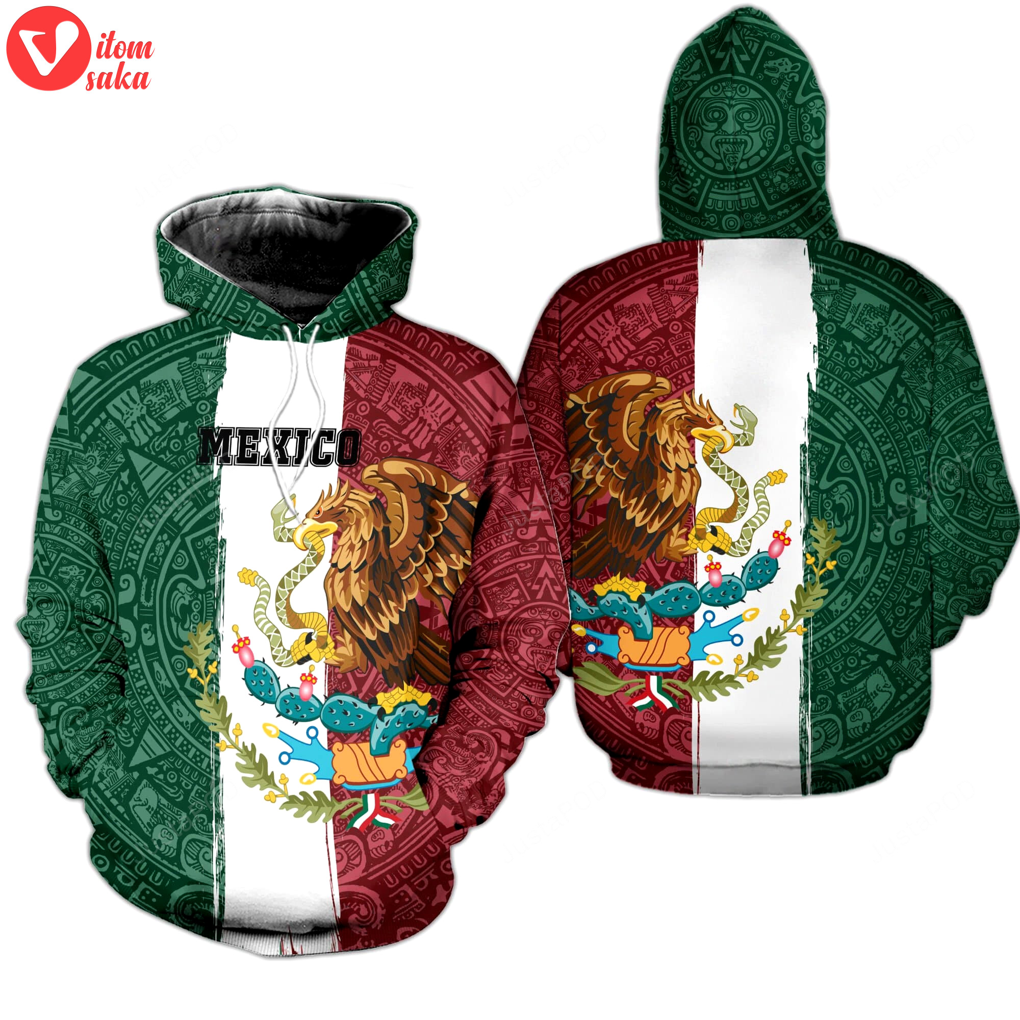Mexican flag eagle 3d all print hoodie, zip- up hoodie