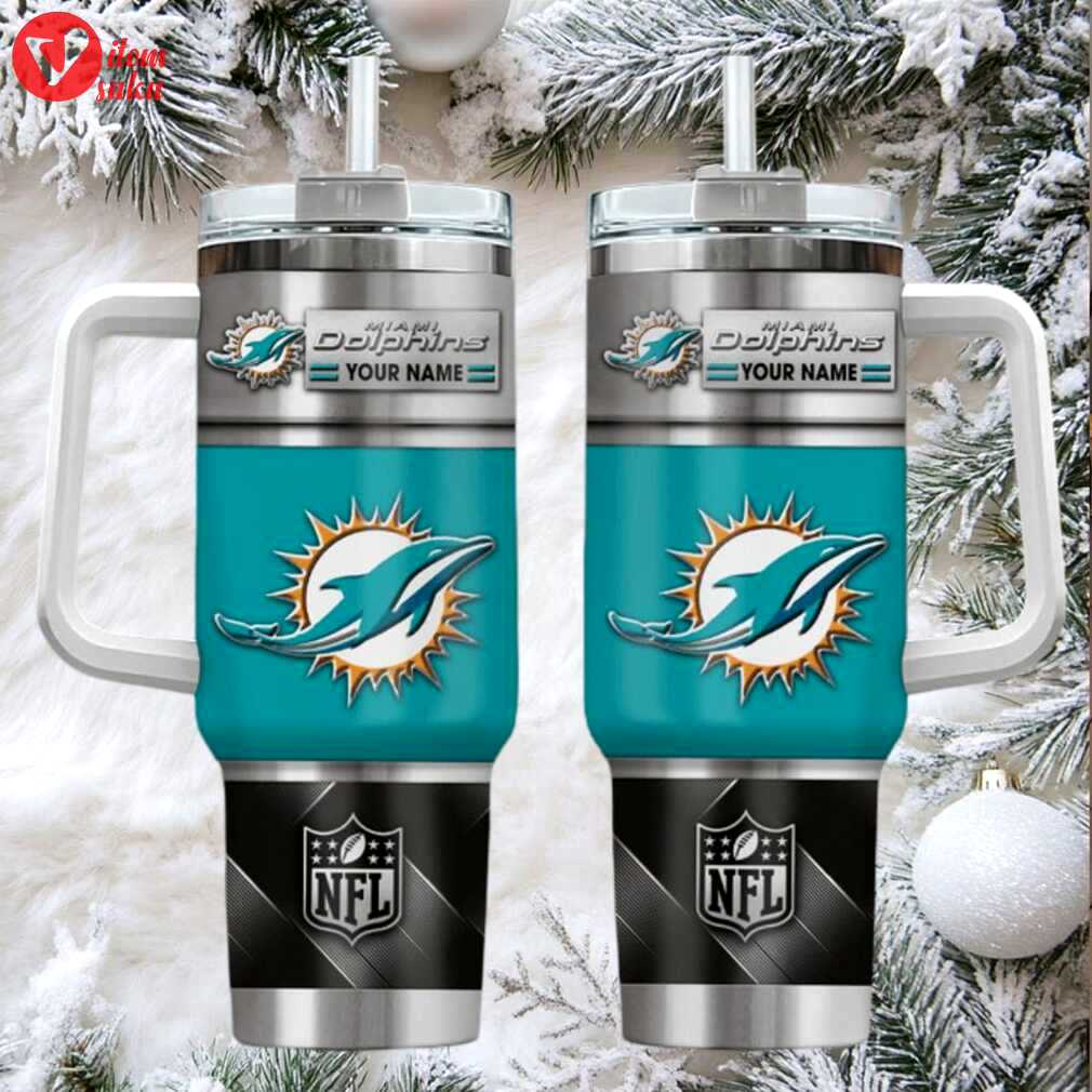 Mia dolphins custom stanley cup 40oz. stainless steel travel tumbler with handle