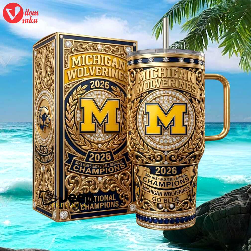 Michigan wolverines 2026 ncaa national champions go blue luxury gold 40oz style stainless steel insulated tumbler