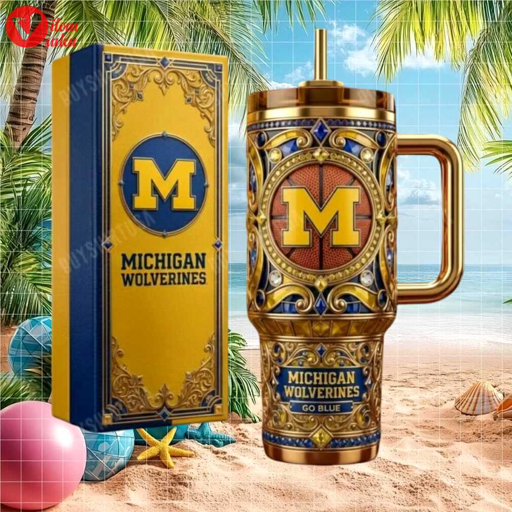 Michigan wolverines go blue ncaa basketball luxury 40oz tumbler