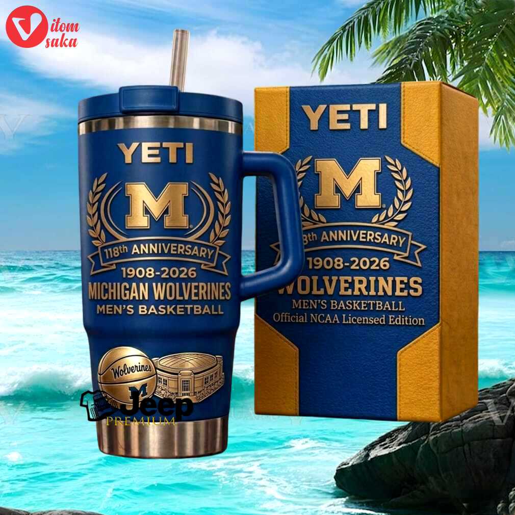 Michigan wolverines men’s basketball 118th anniversary 1908 2026 vintage 40oz fan gift stainless steel insulated tumbler