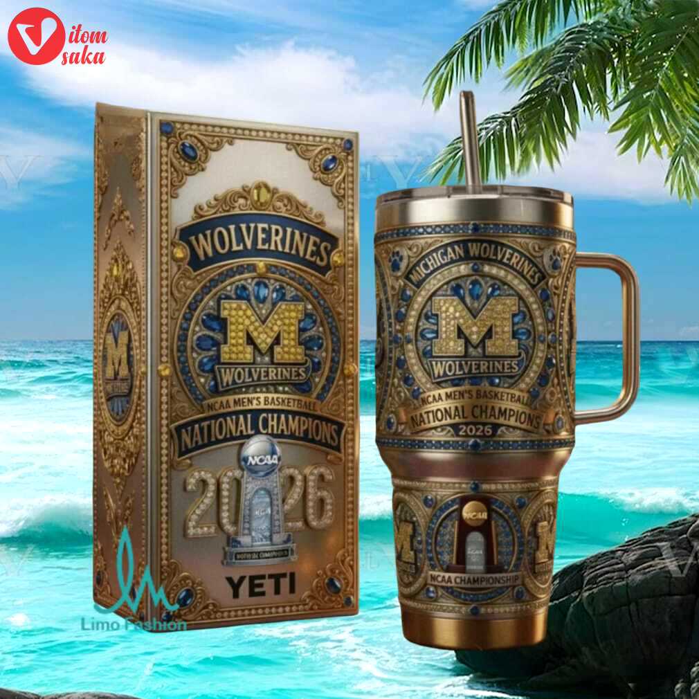 Michigan wolverines ncaa basketball national champions 2026 gold luxury gift stainless steel insulated tumbler