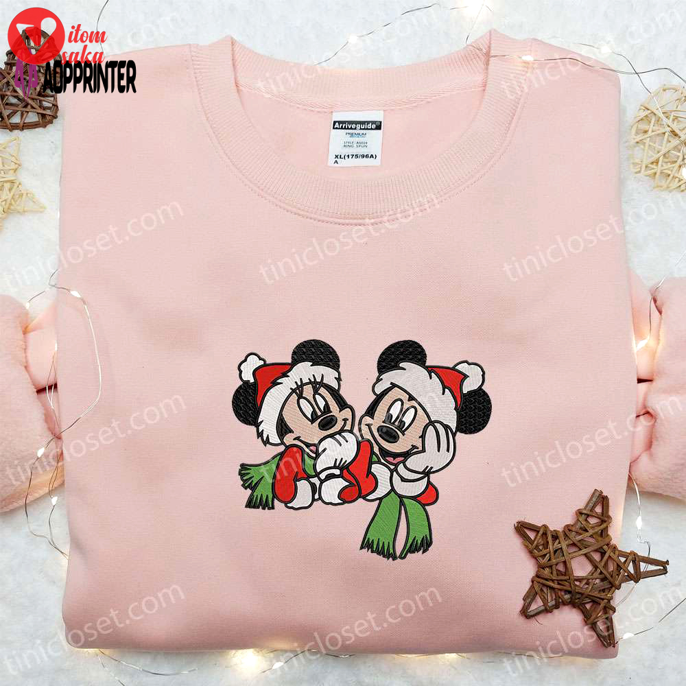 Mickey & minnie xmas embroidered shirt disney characters hoodie christmas sweatshirt
