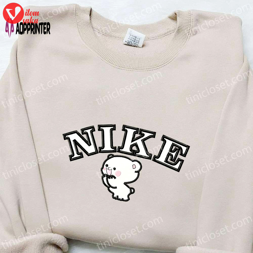 Milk bear x nike cartoon embroidered shirt: best family gift nike inspired t-shirt