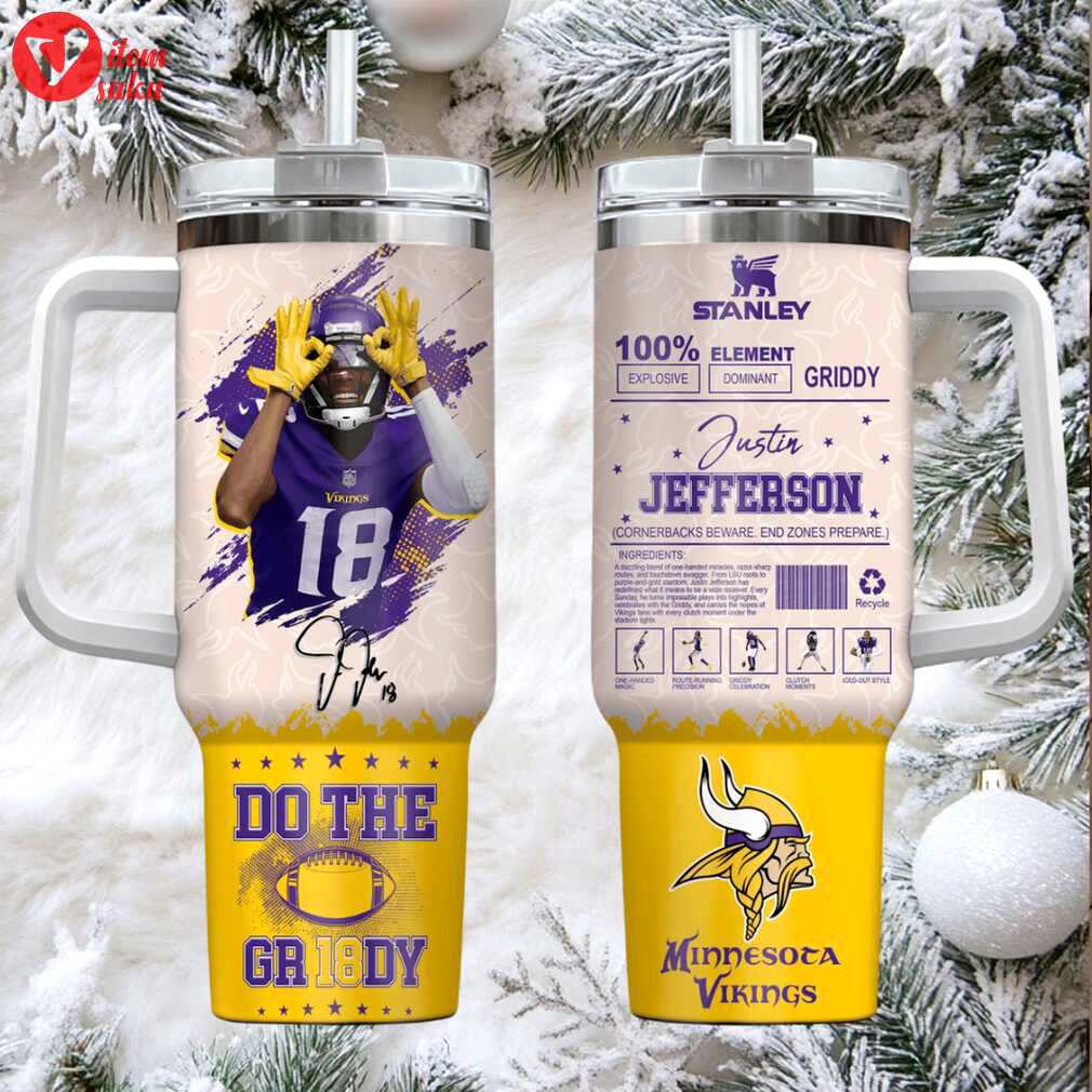 Min vikings ultimate football custom stanley game day stainless steel tumbler 40oz 30oz with handle