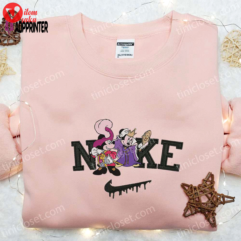 Minnie & mickey masquerade halloween x nike sweatshirt: disney characters embroidered shirt; best halloween gift ideas
