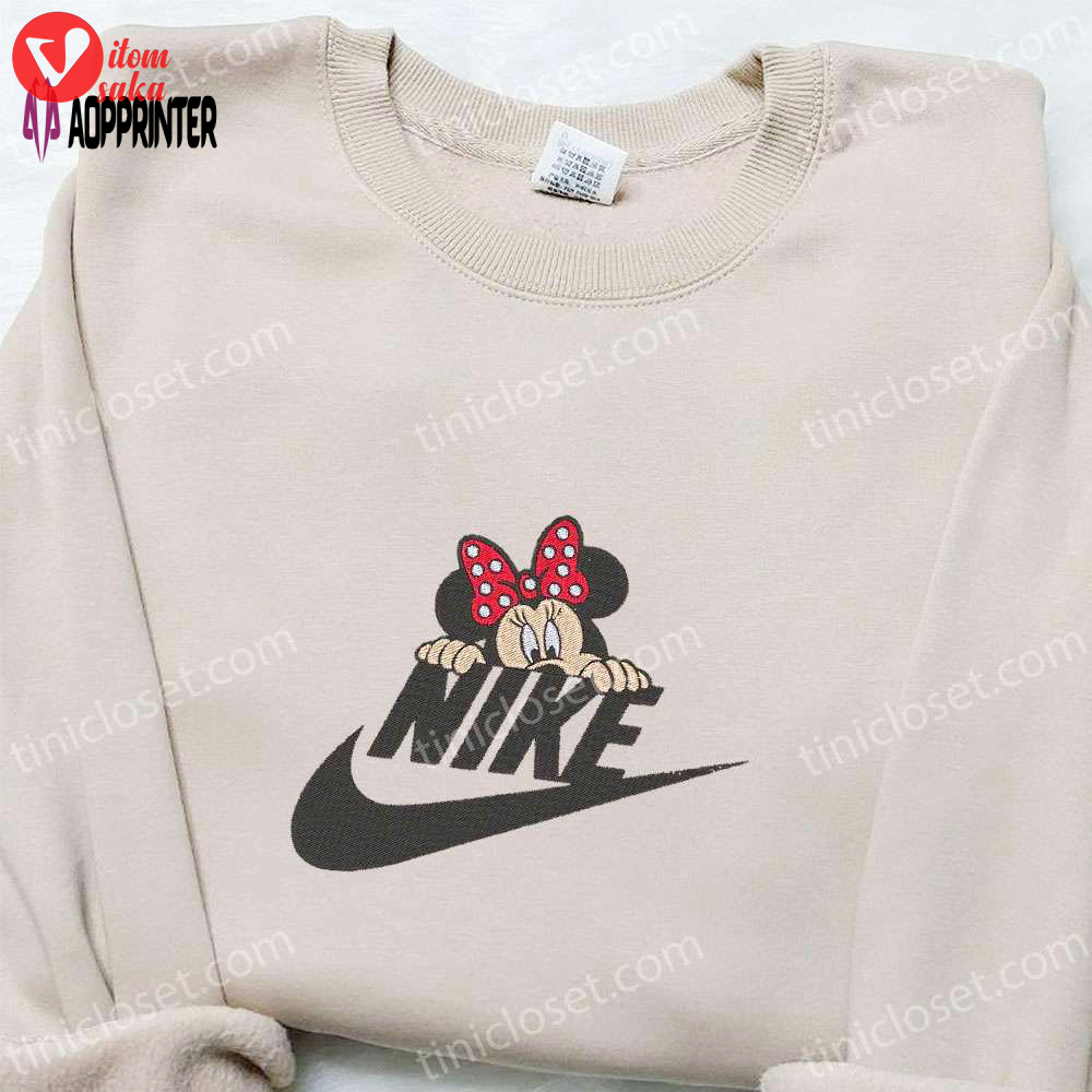 Minnie mouse x nike embroidered sweatshirt & disney characters t-shirt – best family gift ideas