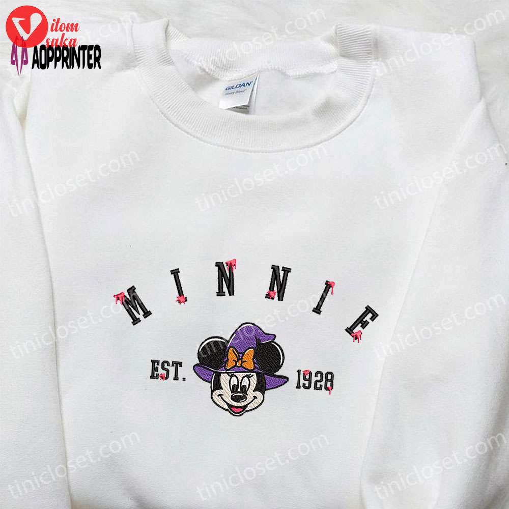 Minnie witch est 1928 embroidered shirt & hoodie: disney halloween collection