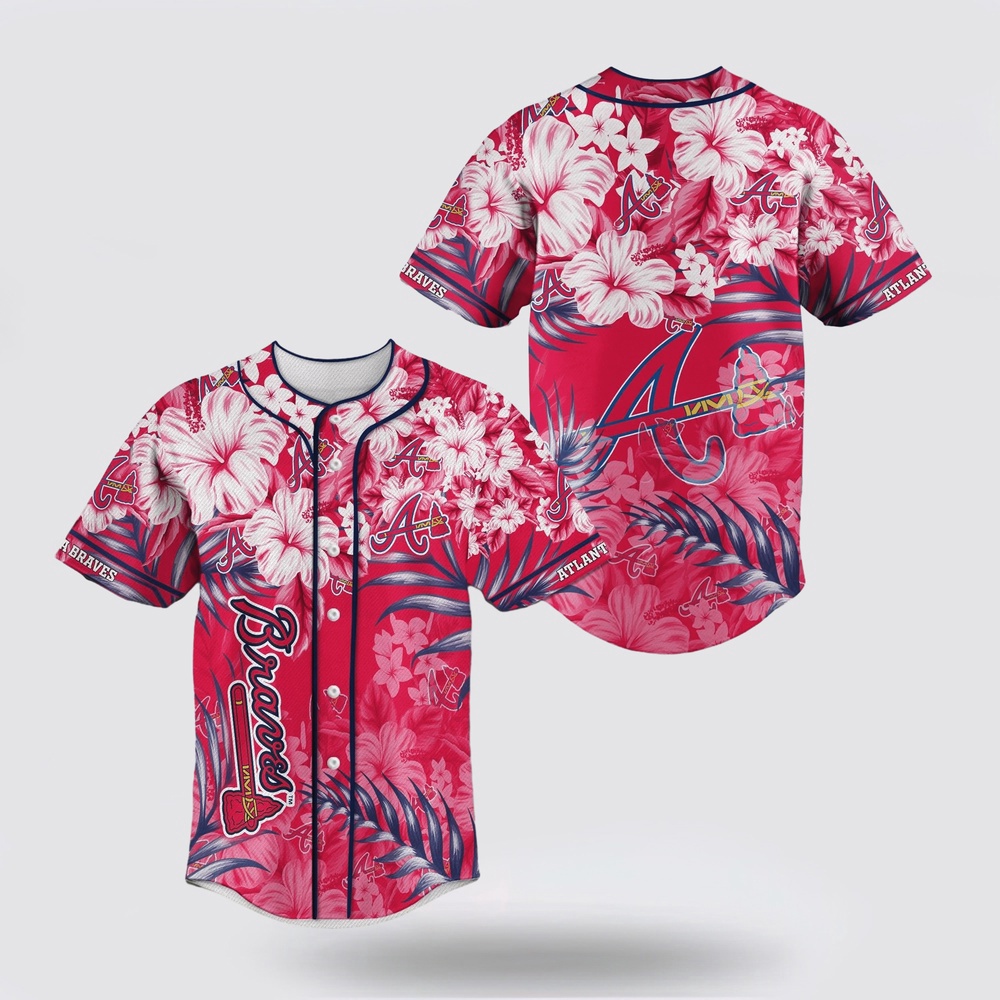 Mlb atlanta braves baseball jersey with flower design for fans jersey