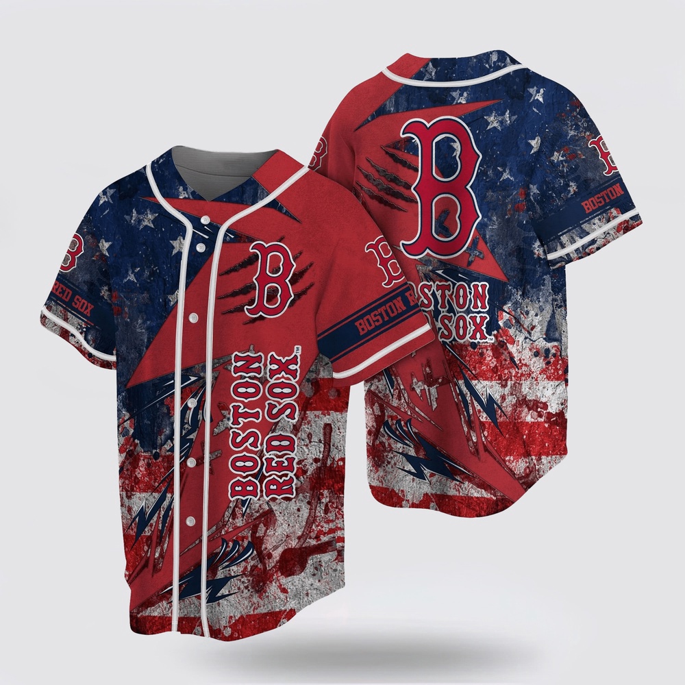 Mlb boston red sox baseball jersey us flag for fans jersey