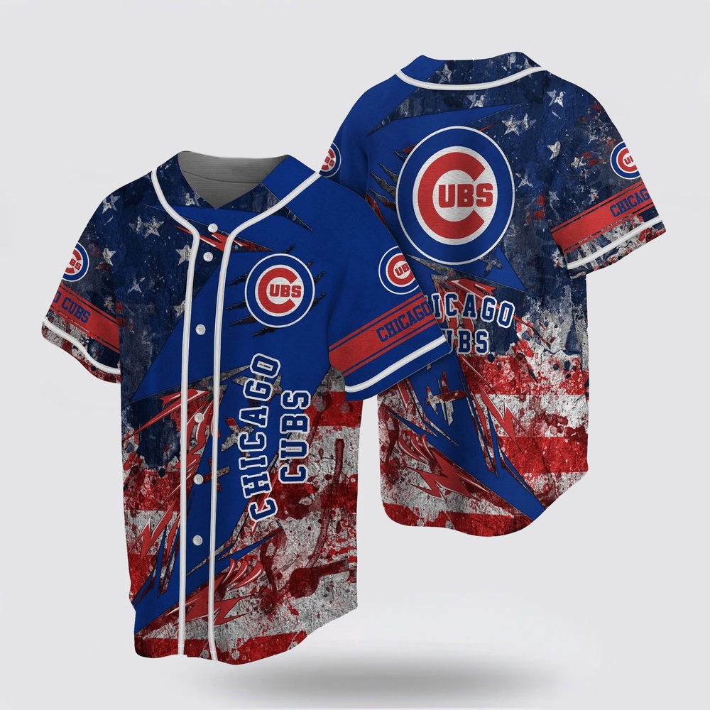 Mlb chicago cubs baseball jersey with us flag design for fans jersey