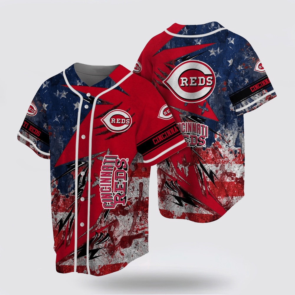 Mlb cincinnati reds baseball jersey us flag for fans jersey