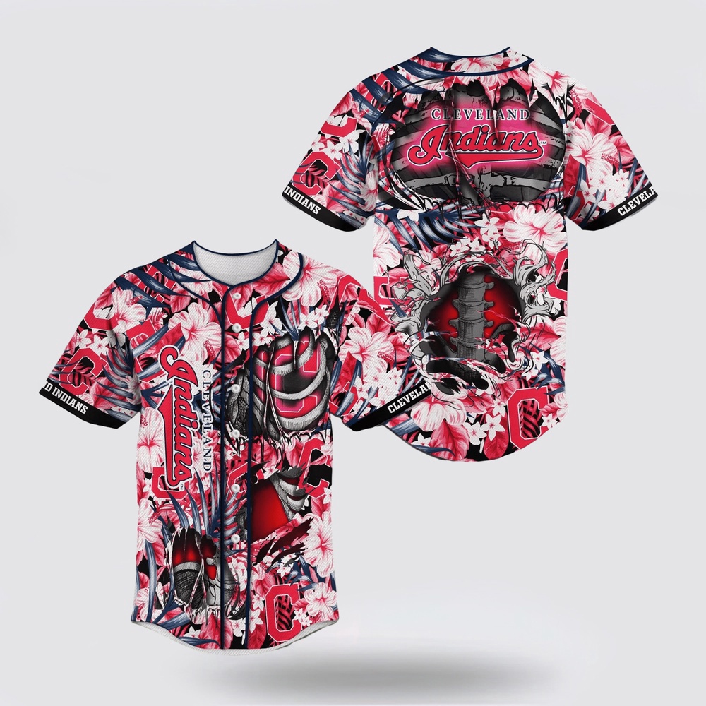 Mlb cleveland indians baseball jersey skeleton for fans jersey