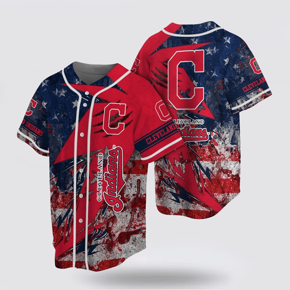 Mlb cleveland indians baseball jersey us flag for fans jersey